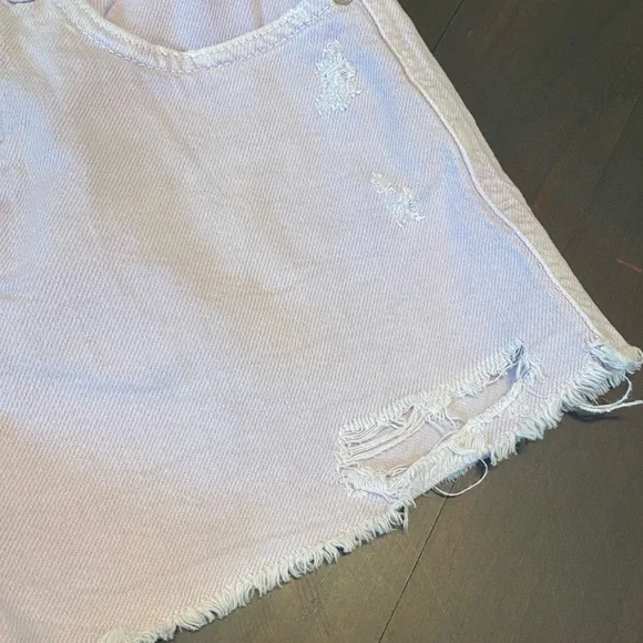 Zara Pink Distressed lilac Denim Jean Shorts - Picture 5 of 7